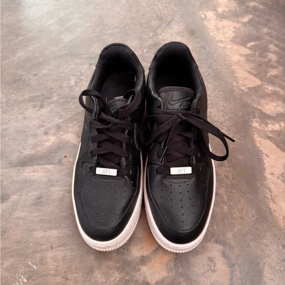 Nike Black Leather Platform Sneakers with White Sole - Picture 2 of 5